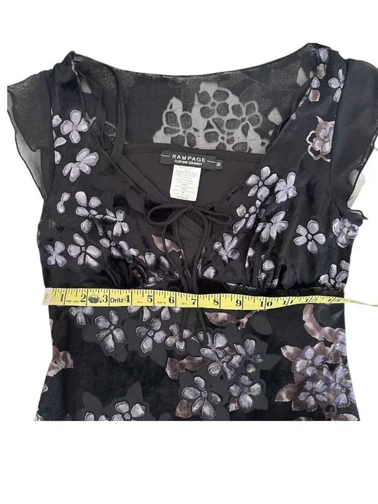 Rampage Vintage Y2K Black Burnout Velvet Dress W/ Original Tags Medium - Picture 10 of 13